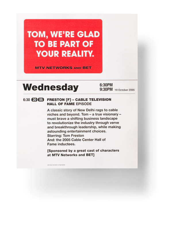 TOM FRESTON (FORMER VIACOM CEO) AD